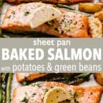 baked salmon with potatoes pin image