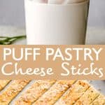 puff pastry cheese sticks pin image