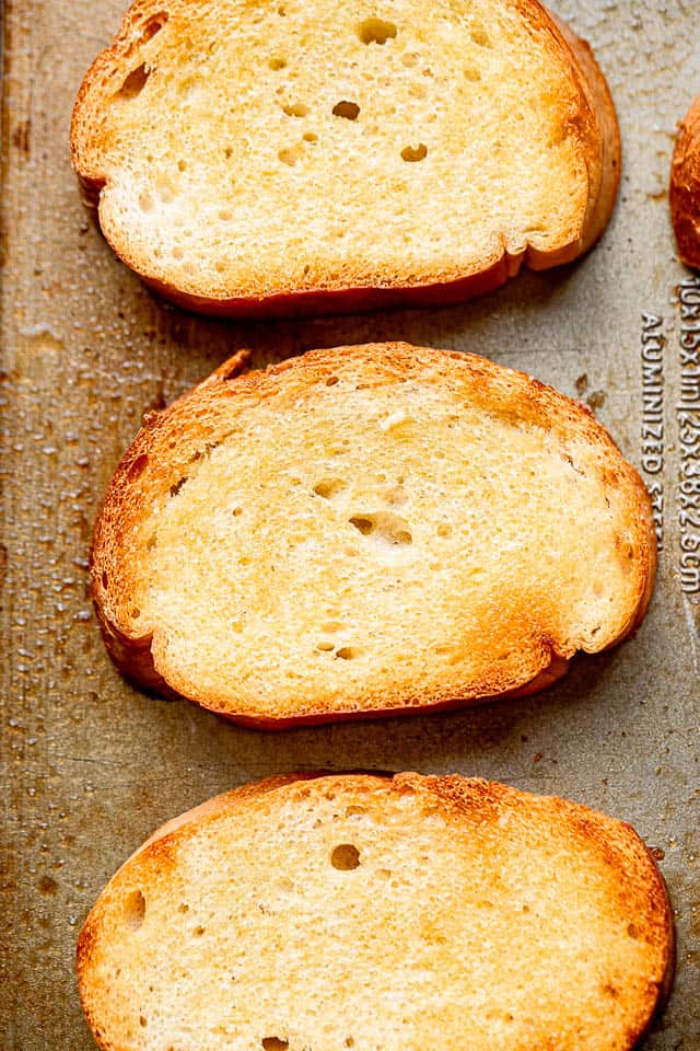 top view of toasted garlic bread slices