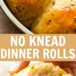 No Knead Dinner Rolls LONG pinterest image