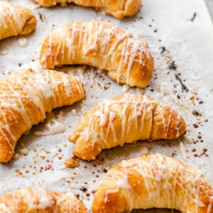 side shot of just baked pumpkin cheesecake crescent rolls