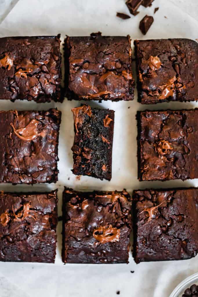 Nine Brownies Arranged in a Square with the Middle One on its Side