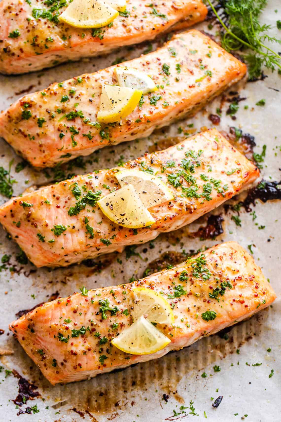 Maple Mustard Salmon Fillets | The Best Oven Roasted Salmon Recipe