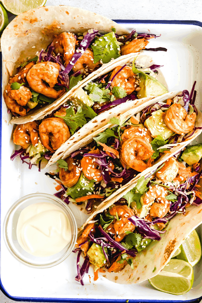 Shrimp Tacos with Asian Cabbage Slaw