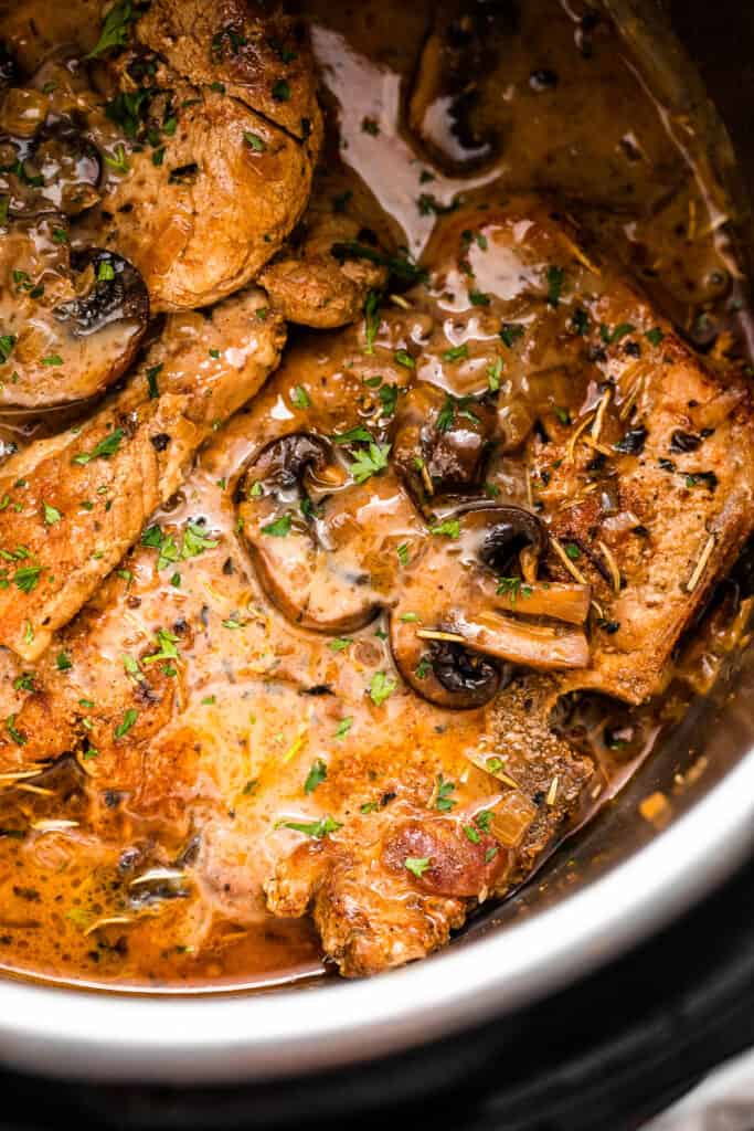 thin pork chops in instant pot with mushroom soup
