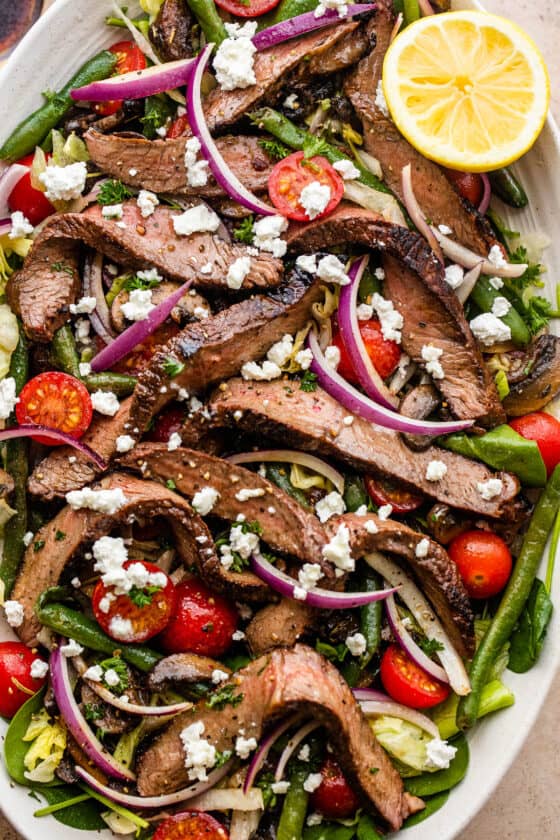 Easy Steak Salad with Spinach and Mushrooms