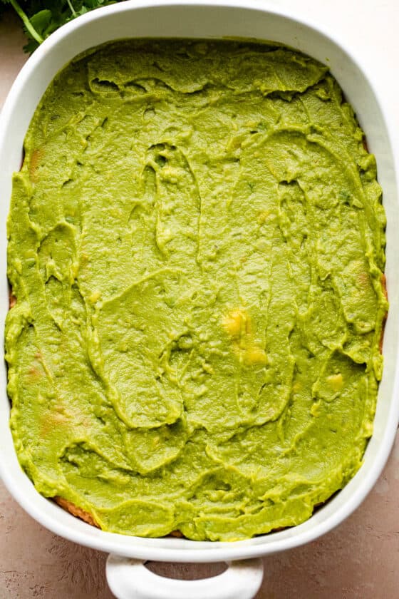 guacamole layer on a seven layer dip