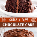 Easy Chocolate Cake Recipe two picture collage pinterest image