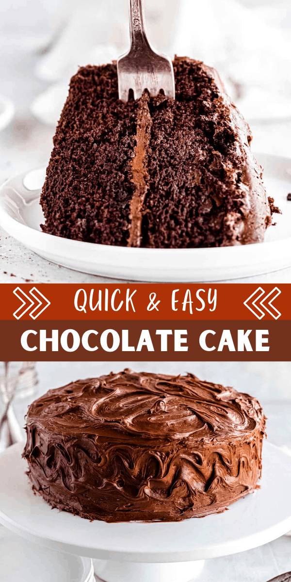 Easy Chocolate Cake Recipe two picture collage pinterest image