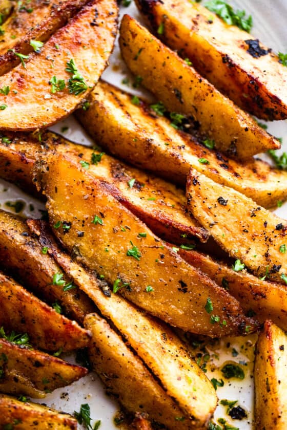 up close shot of Grilled Potato Wedges