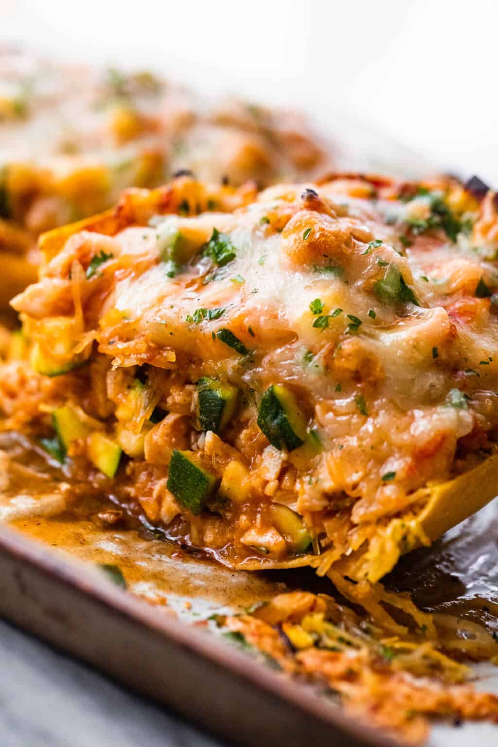 Chicken Enchilada Spaghetti Squash Boats | Easy Weeknight Recipes