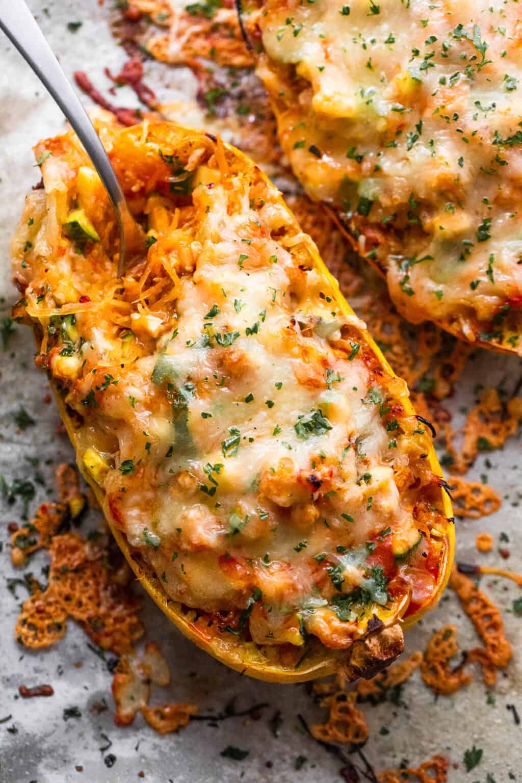 Chicken Enchilada Spaghetti Squash Boats | Easy Weeknight Recipes