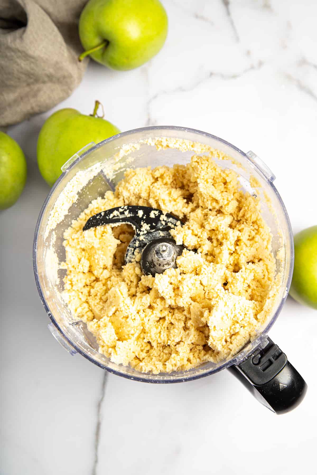 pie crust dough in a food processor