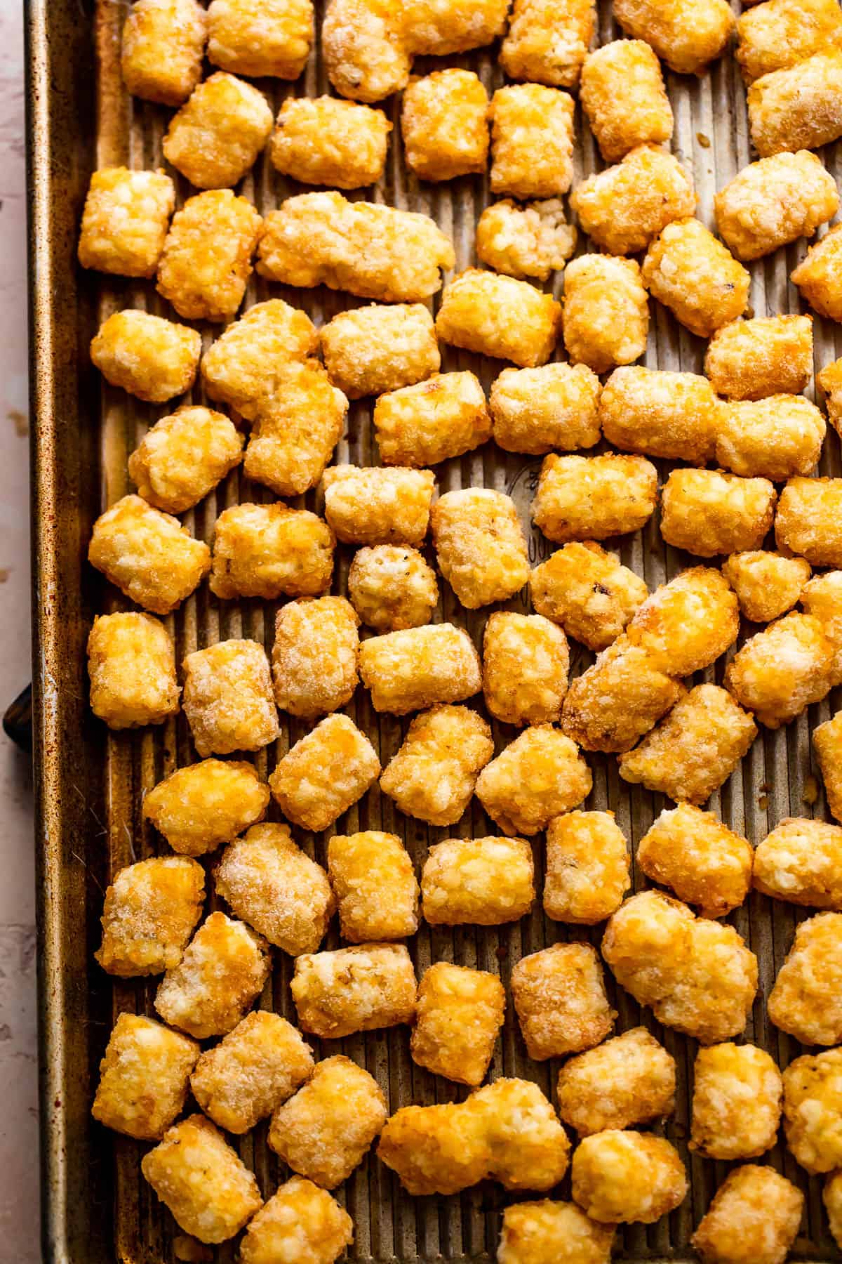 tater tots on a sheet pan