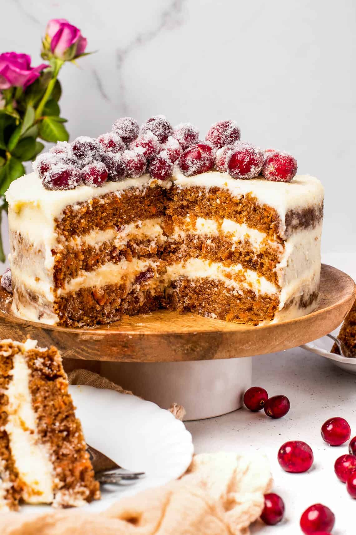 Carrot Cake with Sugared Cranberries | Easy Weeknight Recipes Carrot Cake with Sugared Cranberries | Easy Weeknight Recipes