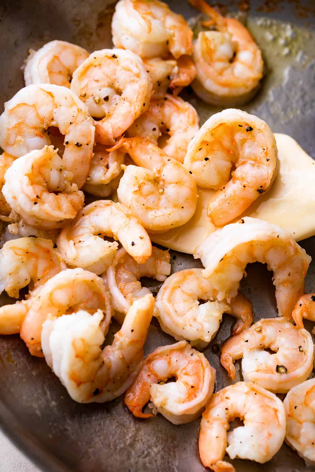 cooking shrimp in a skillet