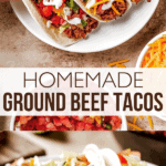 two picture collage pinterest image for ground beef tacos