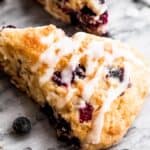 blueberry scones drizzled with icing