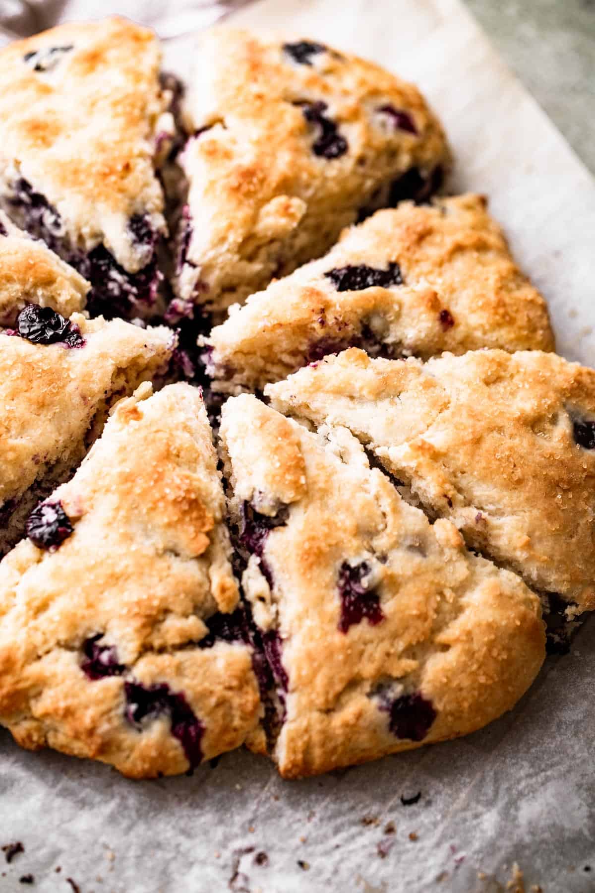 a round loaf cut into eight scones