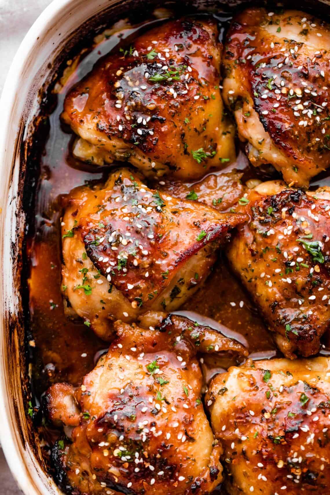 Honey Garlic Baked Chicken Thighs | Easy Weeknight Recipes