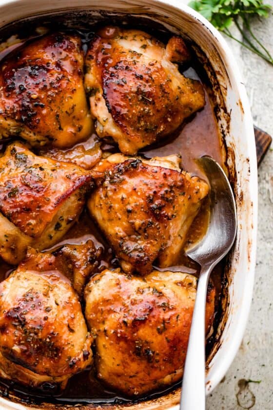 Honey Garlic Baked Chicken Thighs | Easy Weeknight Recipes