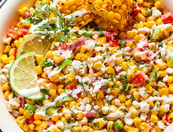 A bowl of Mexican corn salad.