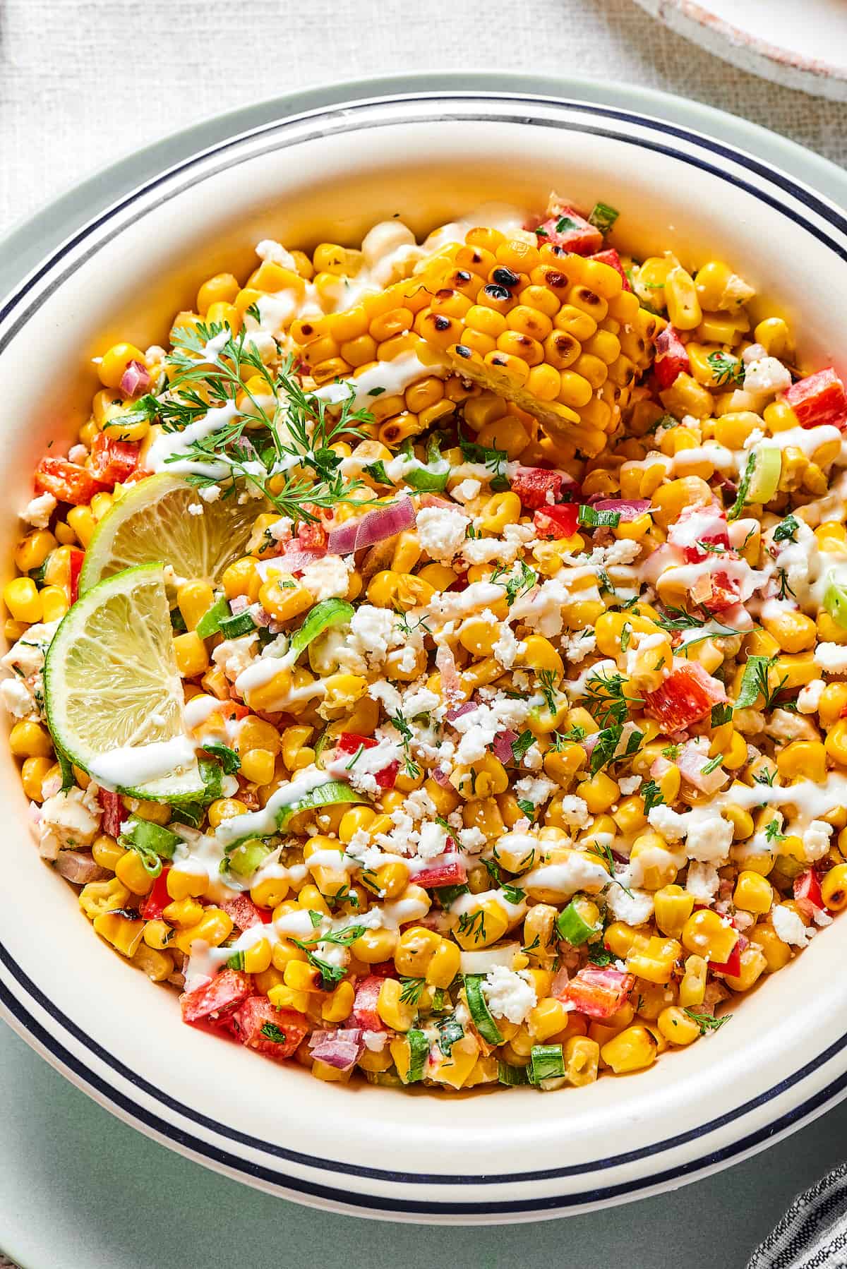 A bowl of Mexican corn salad.