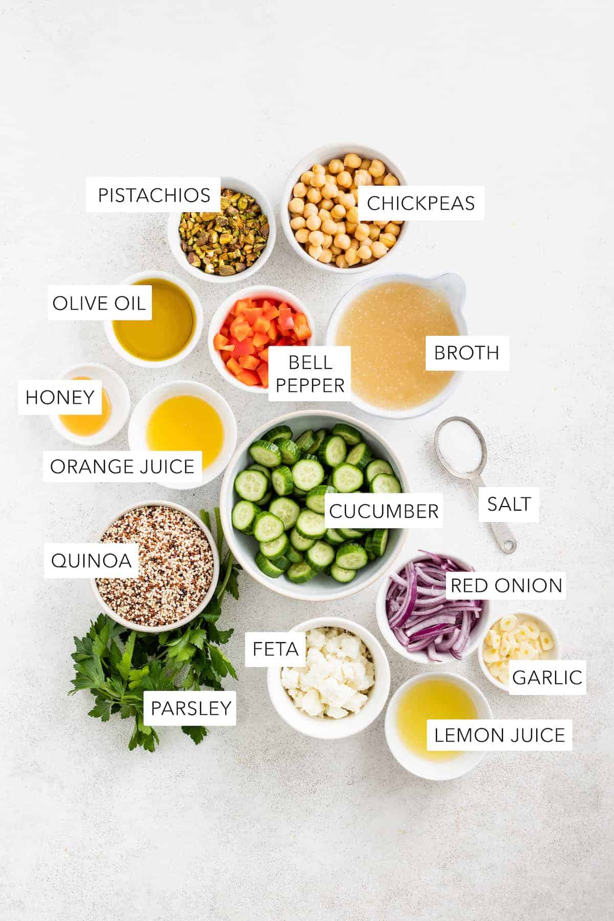 Ingredients for Jennifer Aniston quinoa salad.