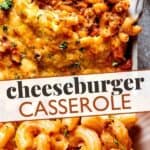Cheeseburger casserole two picture pinterest collage pin.