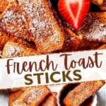 Air fryer french toast sticks Pinterest image.