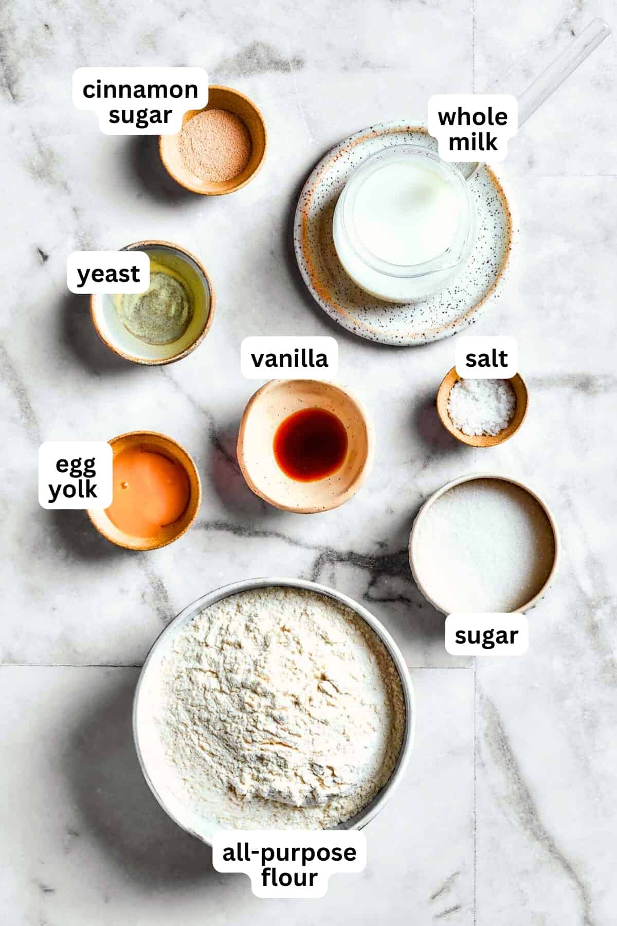 Overhead image of ingredients used to make Star Bread.