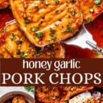 Honey garlic pork chops Pinterest collage.