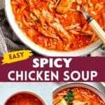 Spicy Chicken soup Pinterest image.