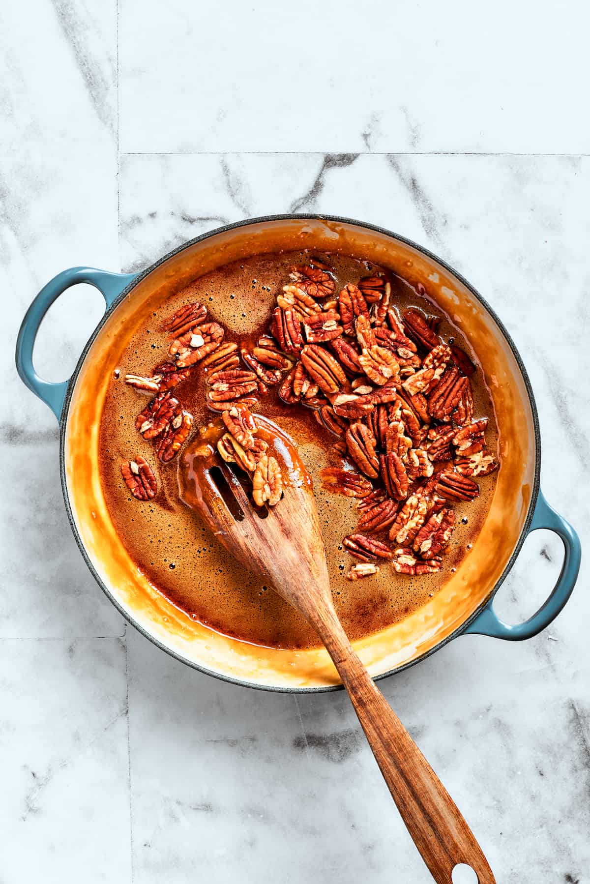 Pecan Praline Brownie Squares 8 Whole pecans are gently folded into the luscious pecan pie filling.