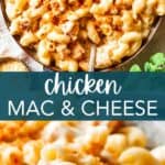 Chicken mac and cheese Pinterest image.