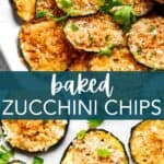 Baked zucchini chips Pinterest image.