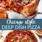 Deep dish pizza Pinterest image.