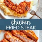 Chicken fried steaks Pinterest image.