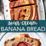 Sour cream banana bread Pinterest image.