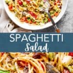Spaghetti Salad Pinterest image.