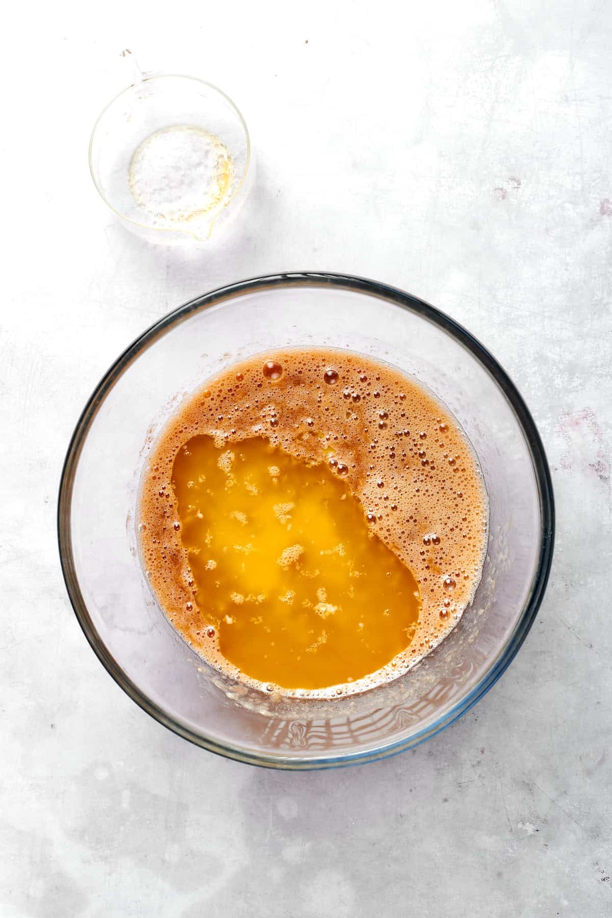 Butter is added to the banana muffins recipe batter.