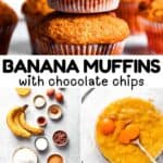 Banana muffins Pinterest image.