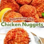 Homemade chicken nuggets Pinterest image.