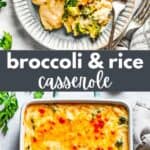 Broccoli rice casserole Pinterest image.