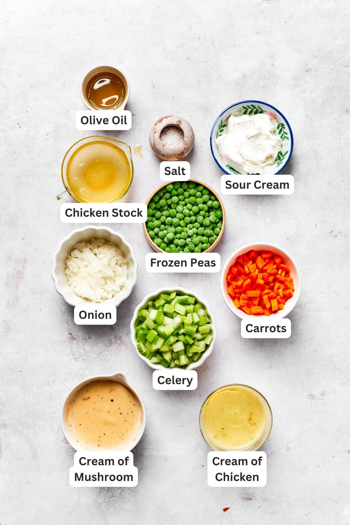 Ingredients for chicken filling.