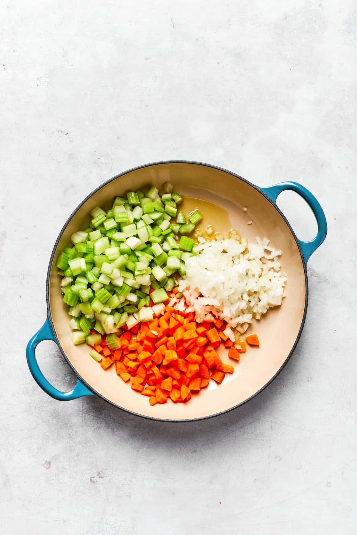 Cooking veggies in a pot.