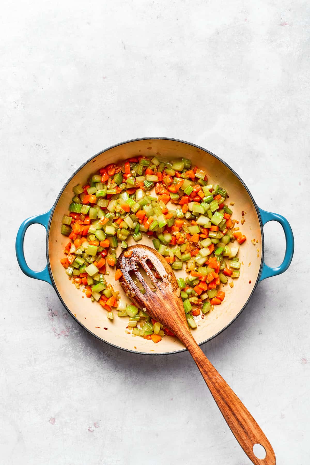 Cooked veggies in a pot.