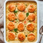 Baked chicken pot pie casserole.