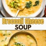 Broccoli cheese soup Pinterest image.