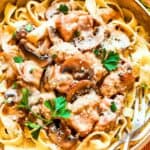 Chicken Marsala Fettuccine Pinterest image.